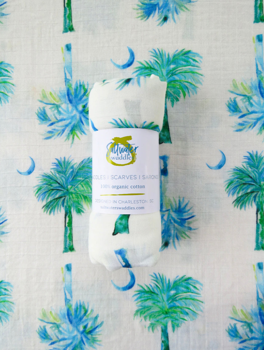Saltwater Swaddles Blue Palmettos