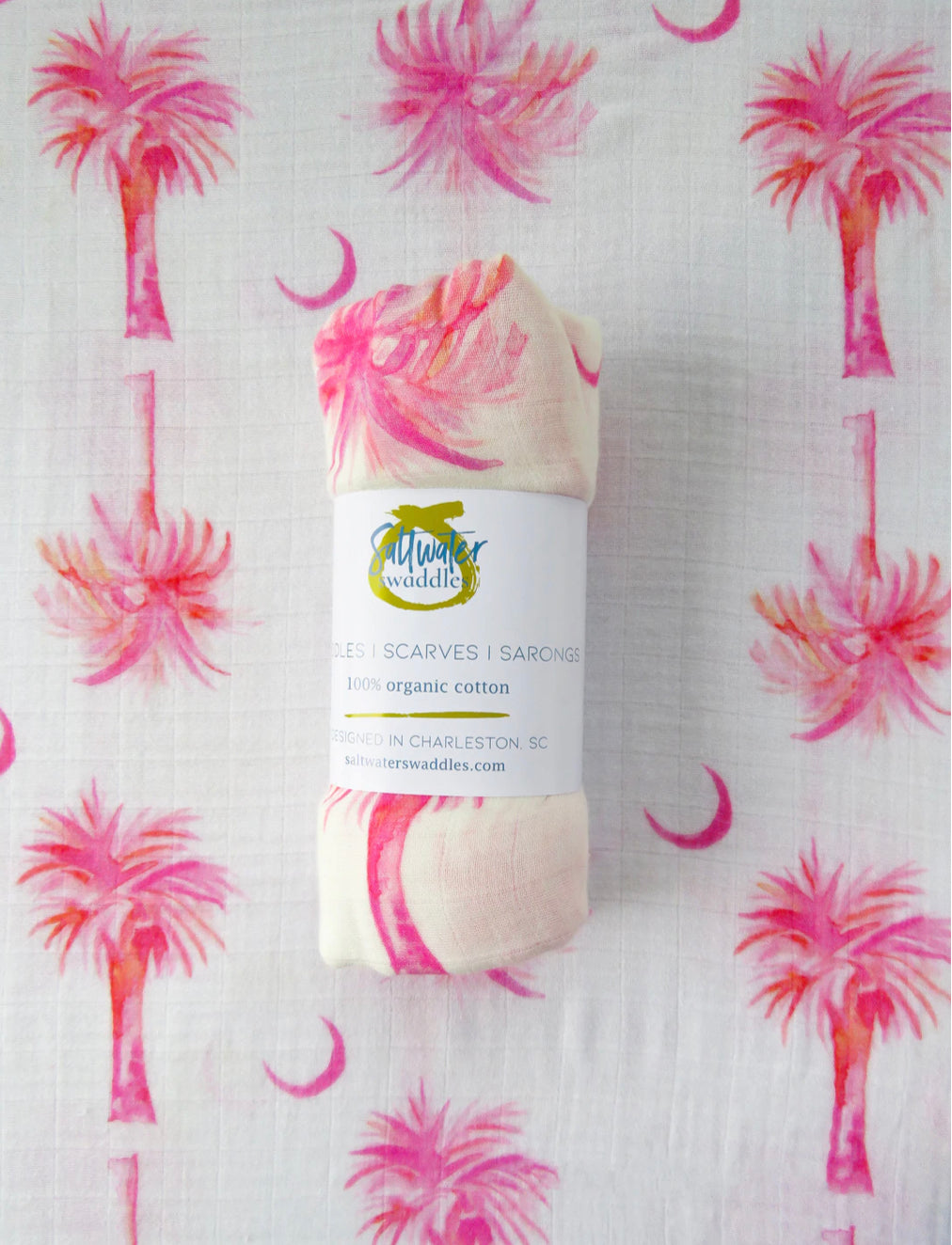 Saltwater Swaddles Pink Palmettos